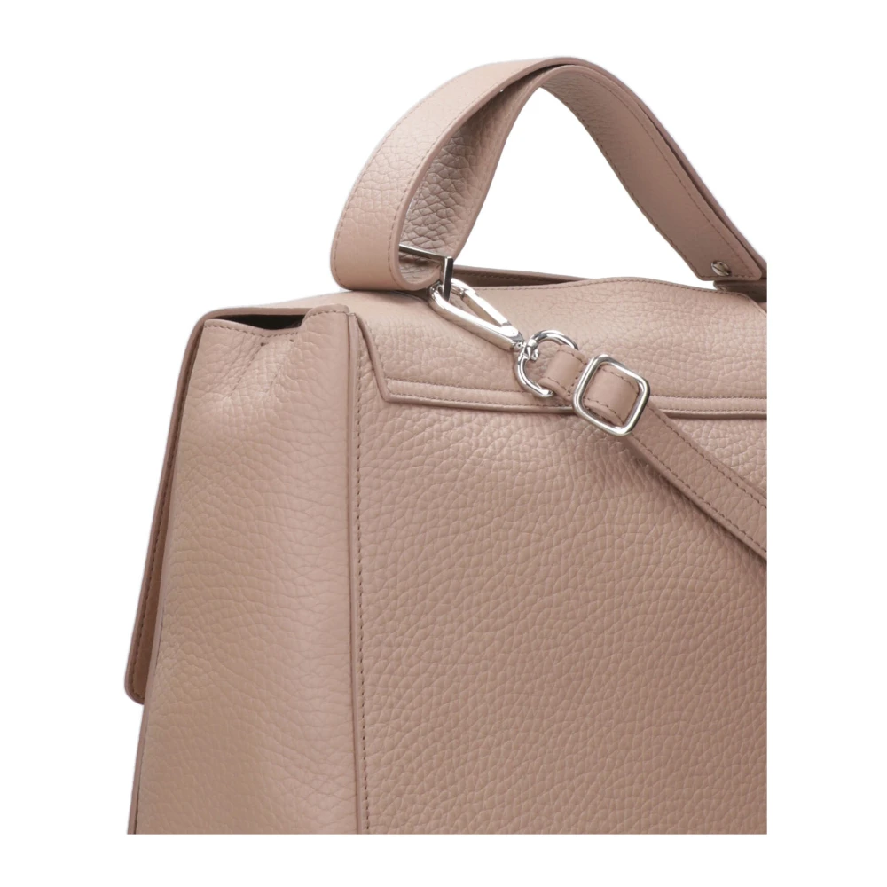 Orciani Korrelig leren schoudertas met klep Pink Dames
