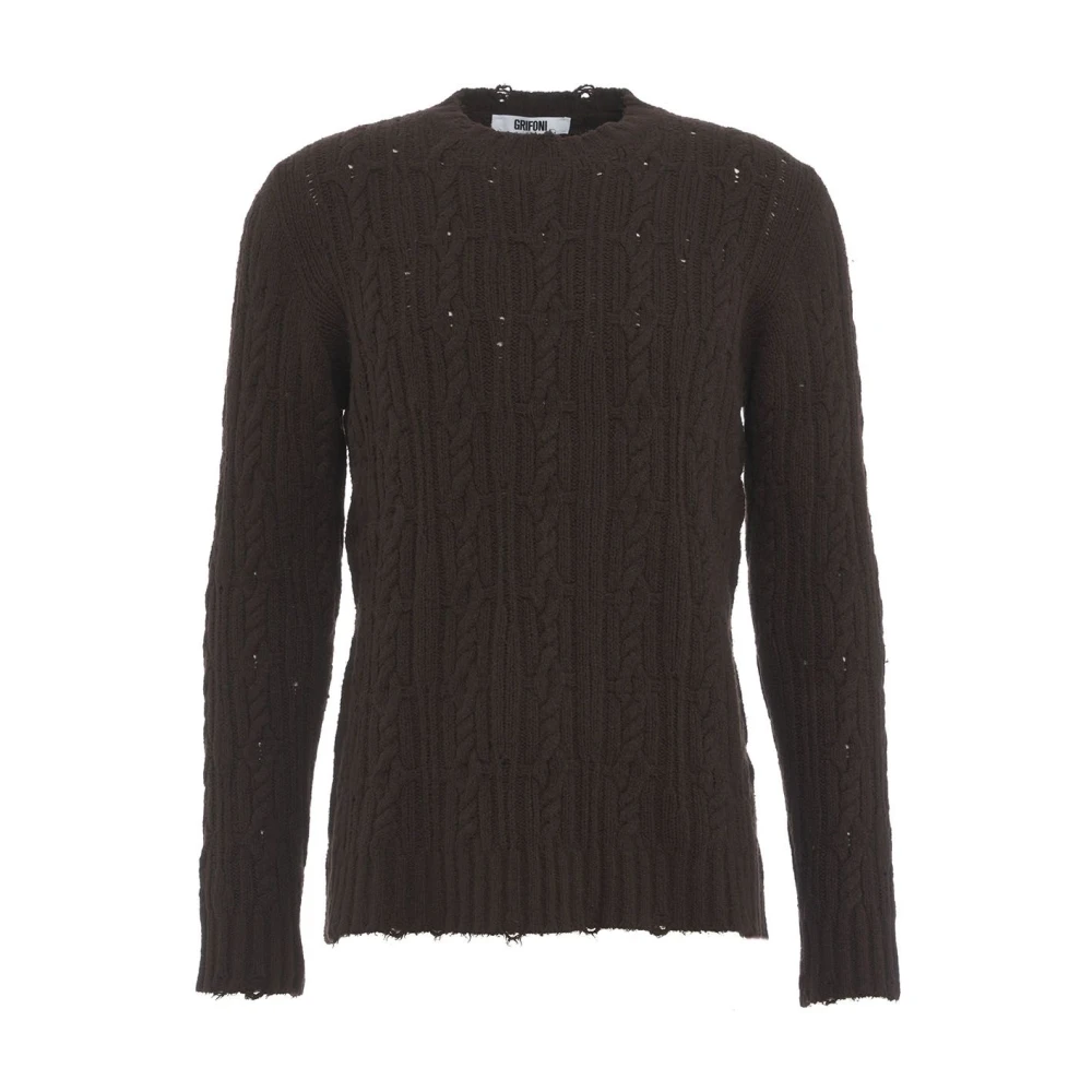 Mauro Grifoni Bruine Gebreide Trui Aw24 Handwas Brown Heren