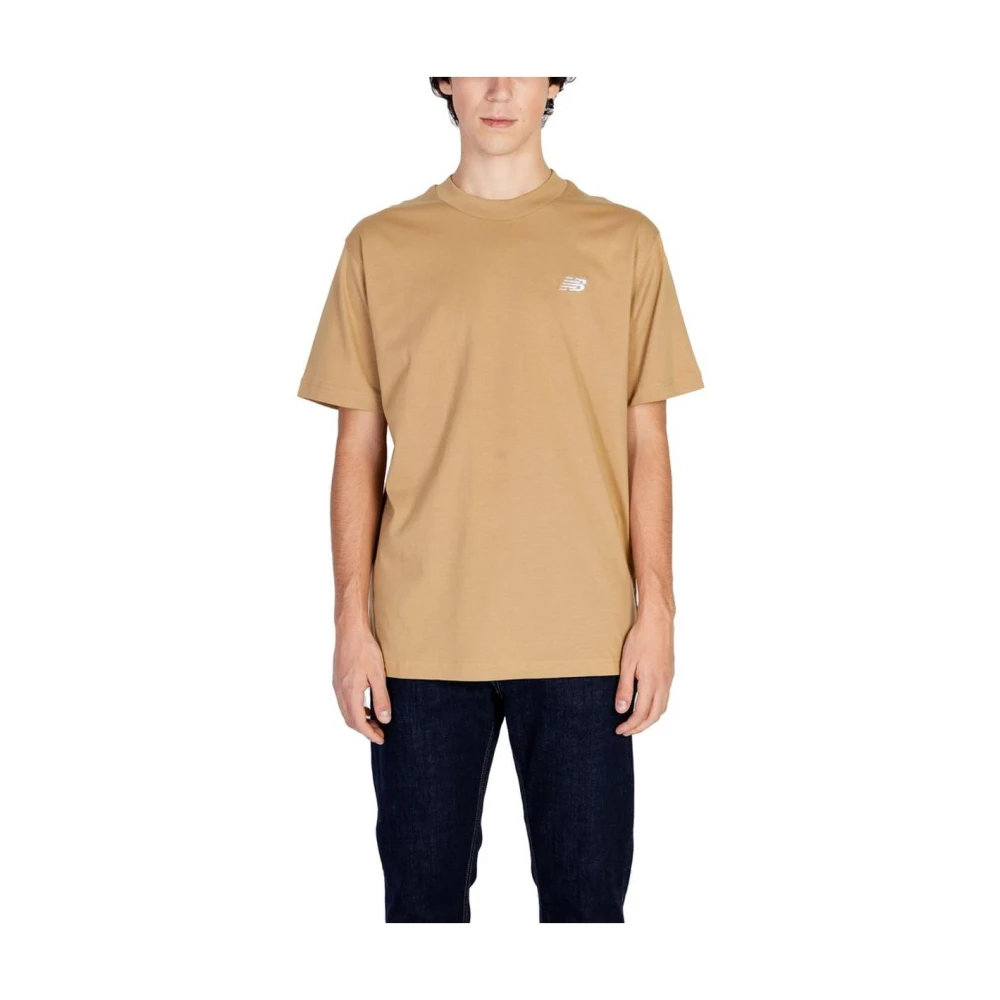 New Balance Beige Katoenen Heren T-shirt Lente Zomer Collectie Beige Heren
