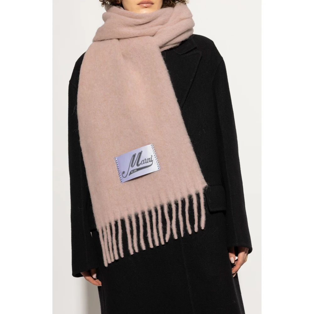 Marni Wollen sjaal met logo Pink Dames