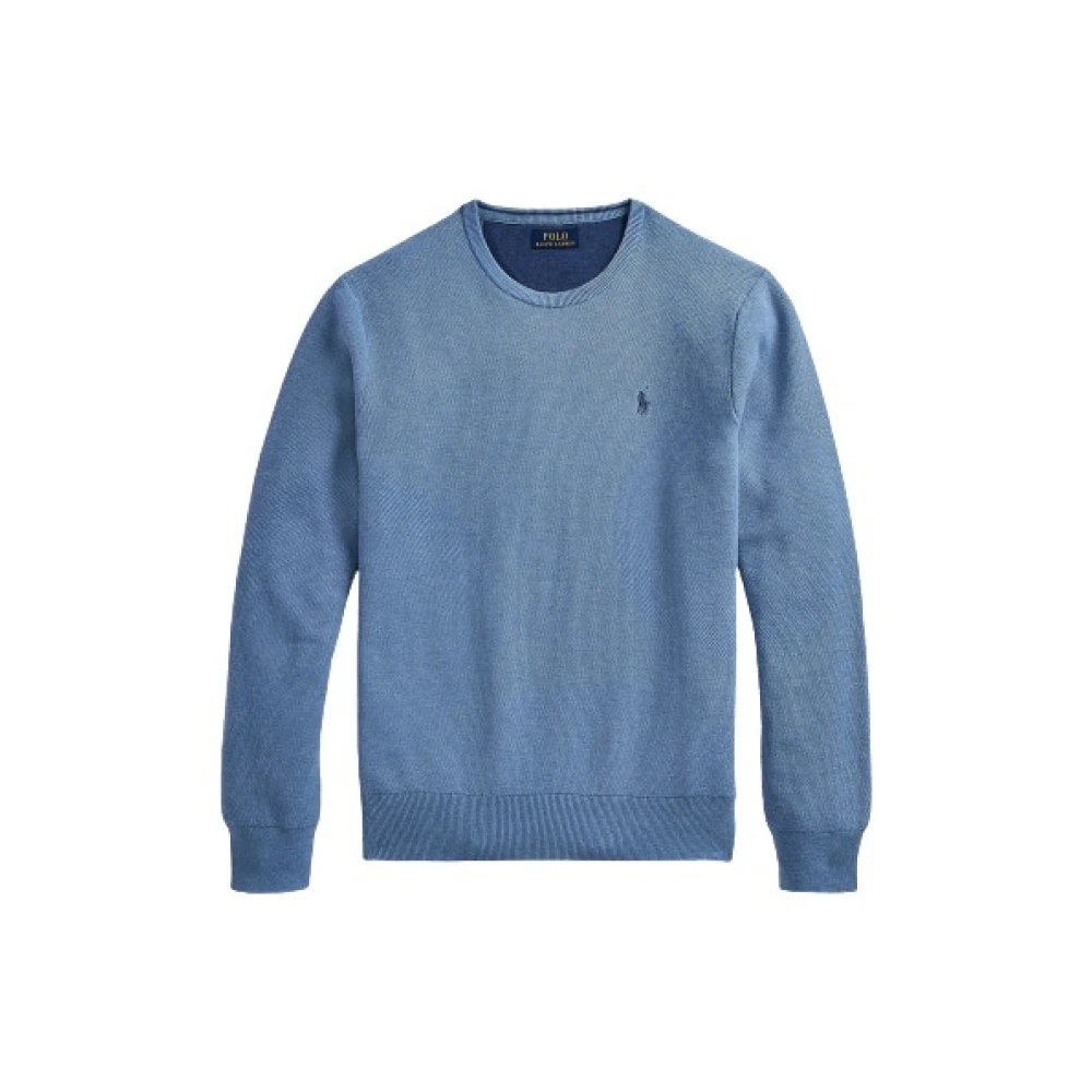 Polo Ralph Lauren Honingraat Gebreide Ronde Hals Trui Blue Heren