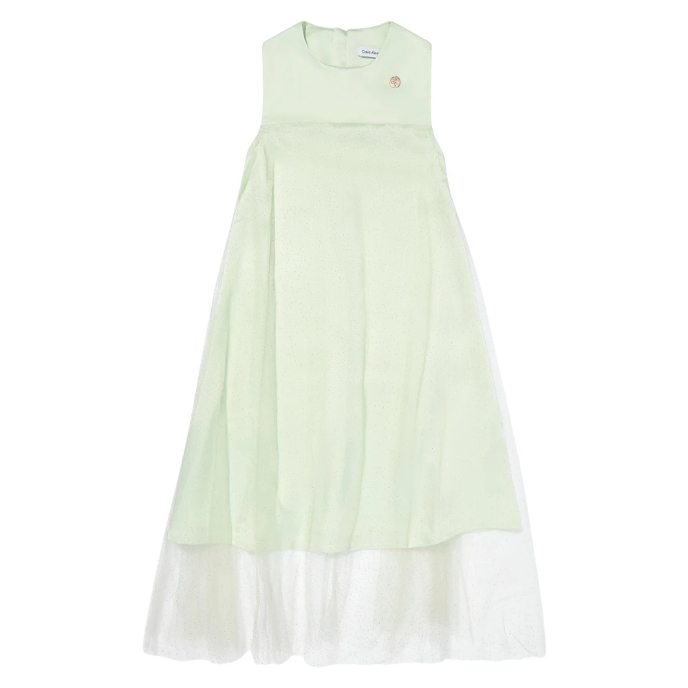 Calvin Klein Women's Green Shimmer Layered Dress