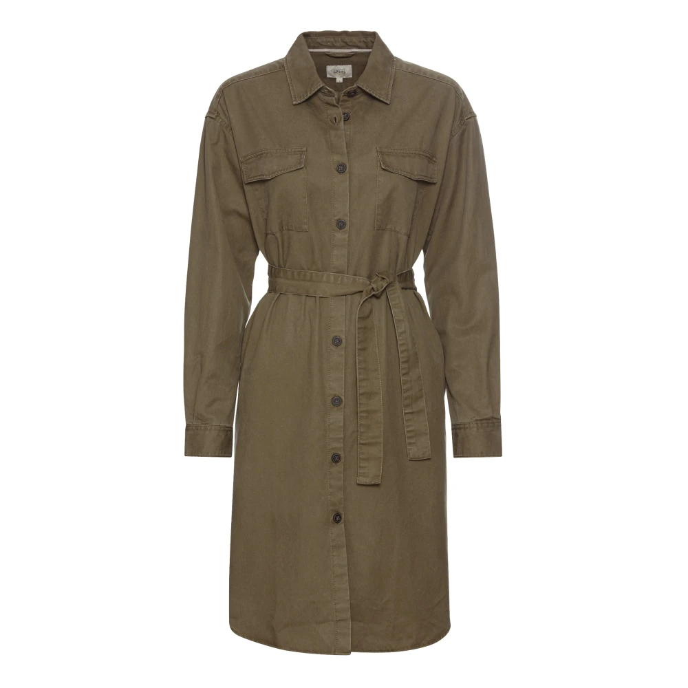 Camel active Overhemdjurk met stoffen riem Green Dames