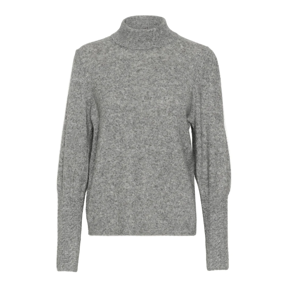 Kaffe Grå Melange Stickad Pullover Tröja Gray, Dam