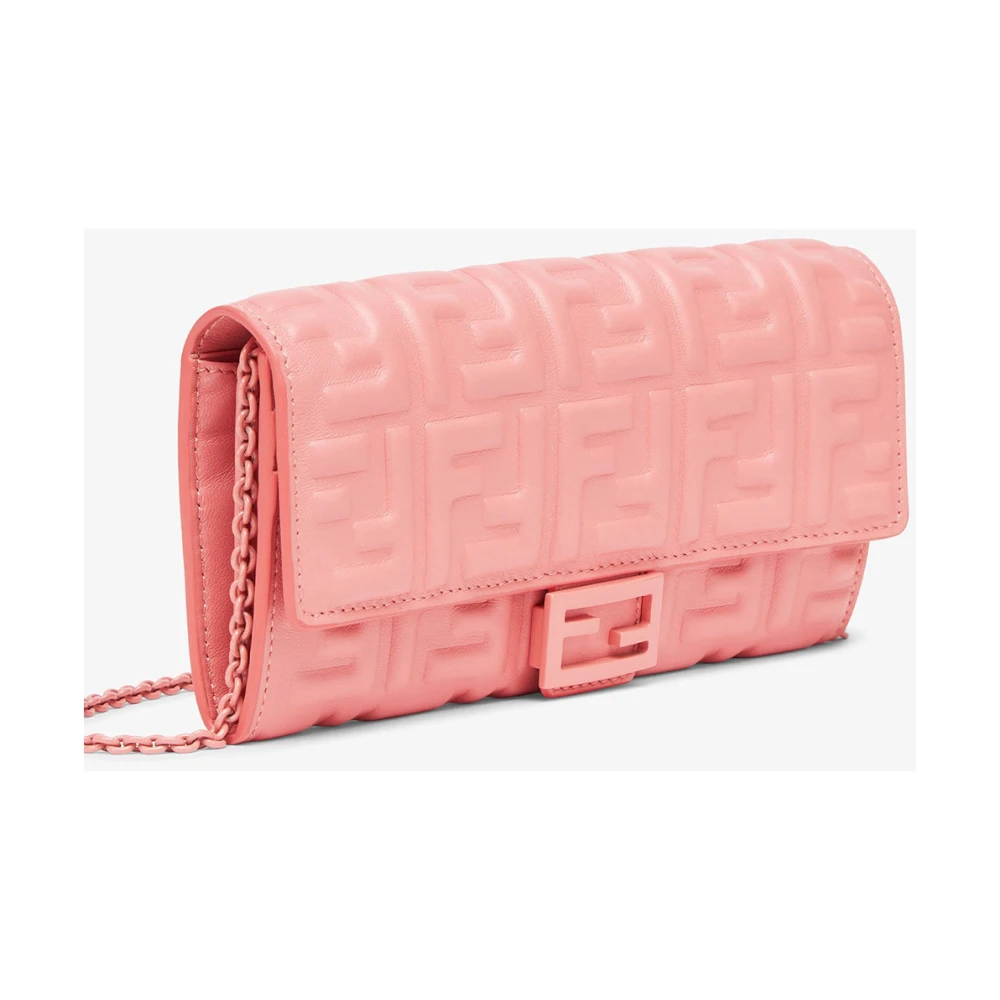 Fendi Roze Nappa Leren Portemonnee met FF Motief Pink Dames
