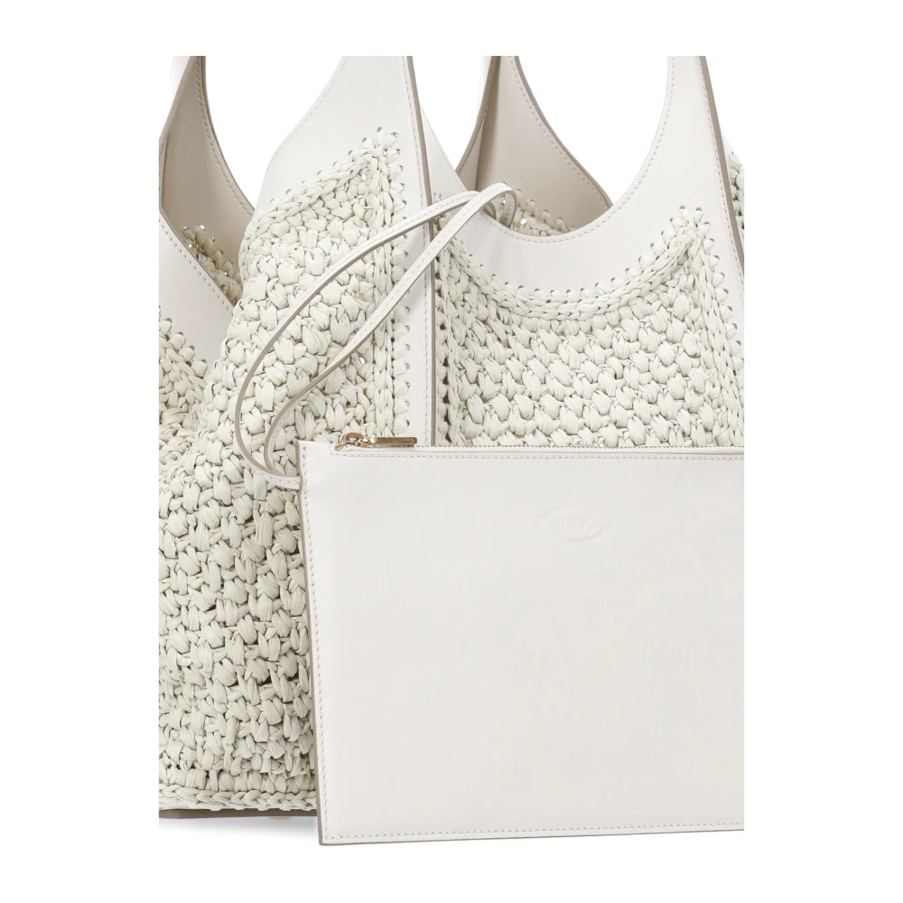 TOD'S Raffia Winkelmandje met Pochette Beige Dames
