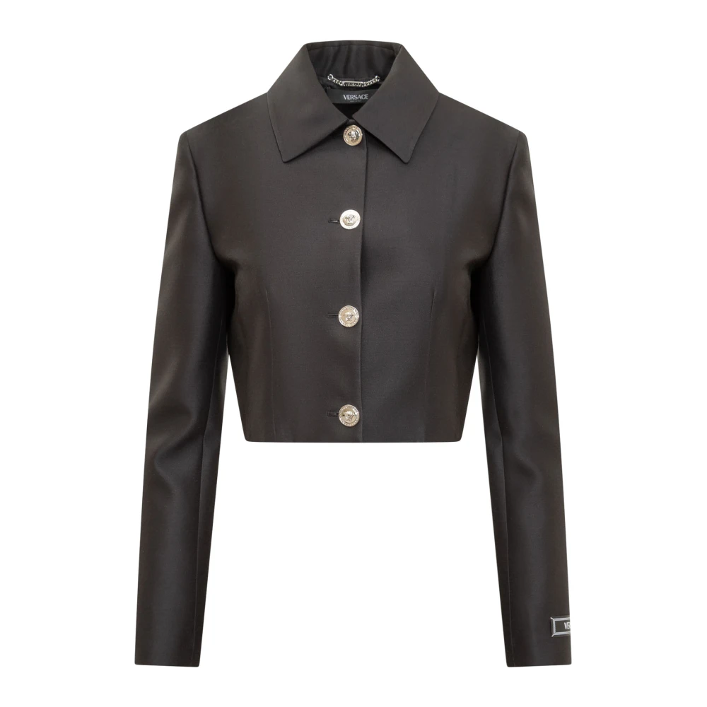 Versace Stijlvolle Zwarte Crop Blazer Black Dames