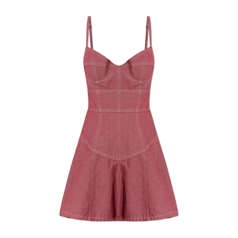 Dsquared2 Pink Short Dresses, Female, Xs, Off-The-Shoulder Denim Dress