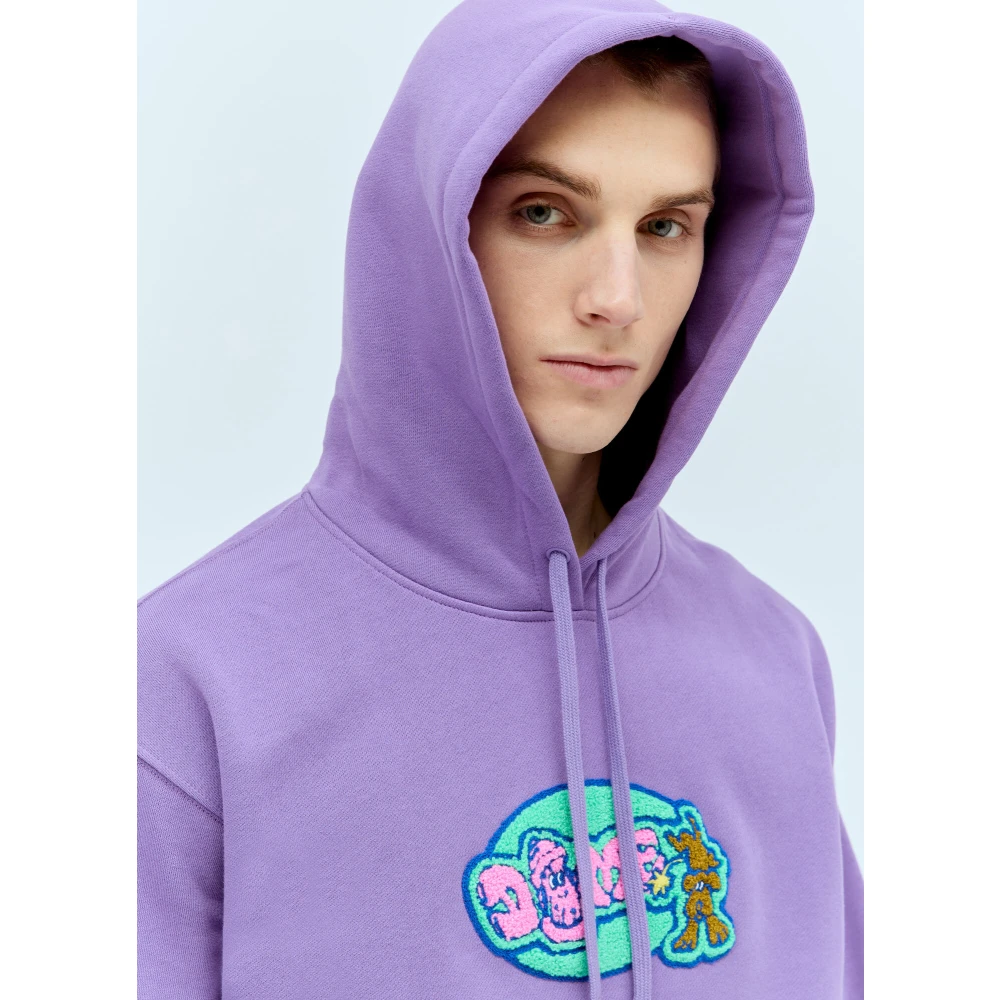 Dime Mtl Grafisch Logo Hoodie Katoen Fleece Purple Heren