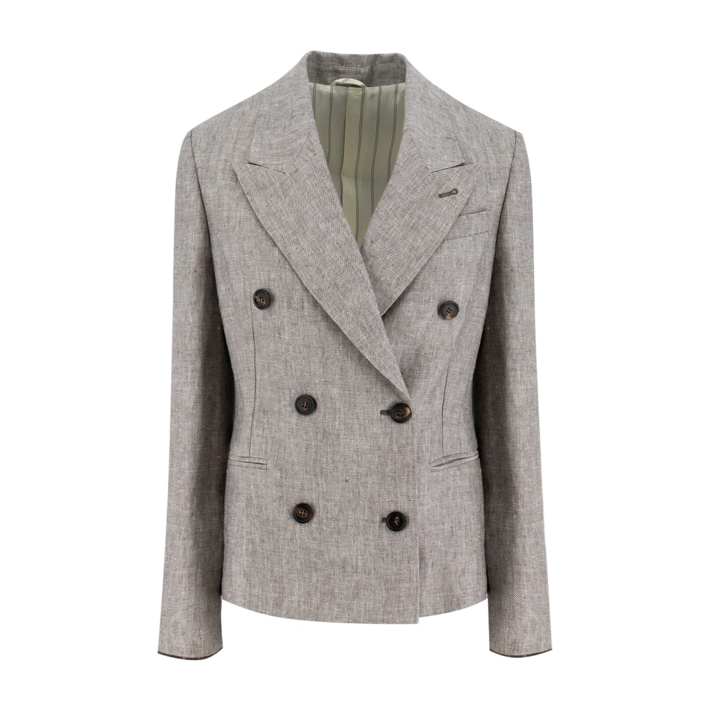 BRUNELLO CUCINELLI Klassieke Juweel Geborduurde Double-Breasted Jas Multicolor Dames