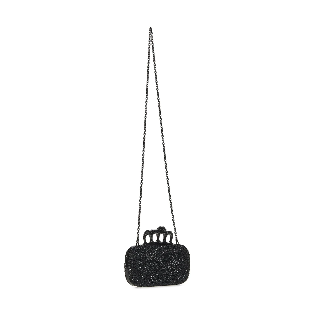 alexander mcqueen Zwarte Knuckle Clutch Tas Black Dames