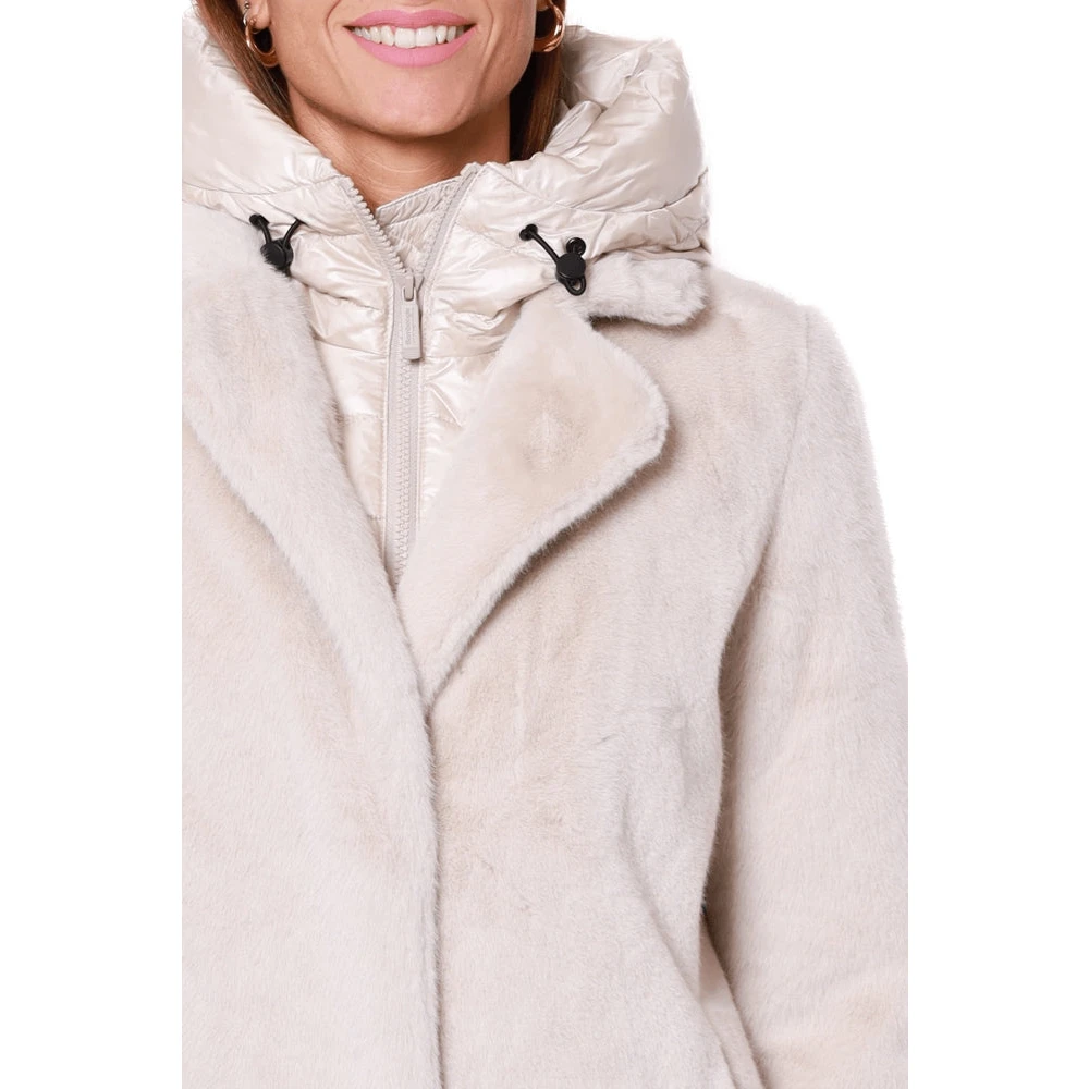 BomBoogie Nepbont Gevoerde Jas Boter Beige Dames
