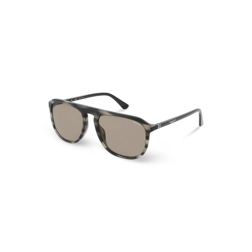 Police Men's Brown Acetate Square Frame Sunglasses