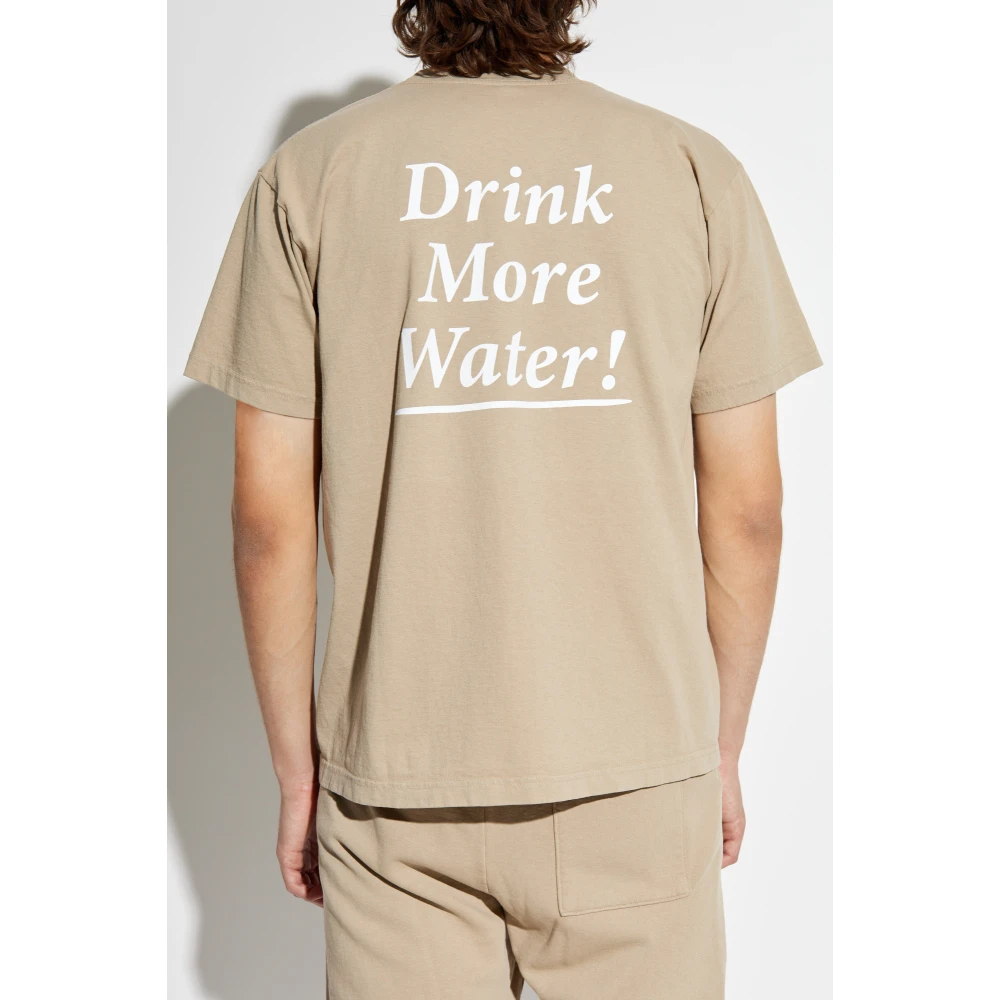 Sporty & Rich Katoenen T-shirt Beige Unisex