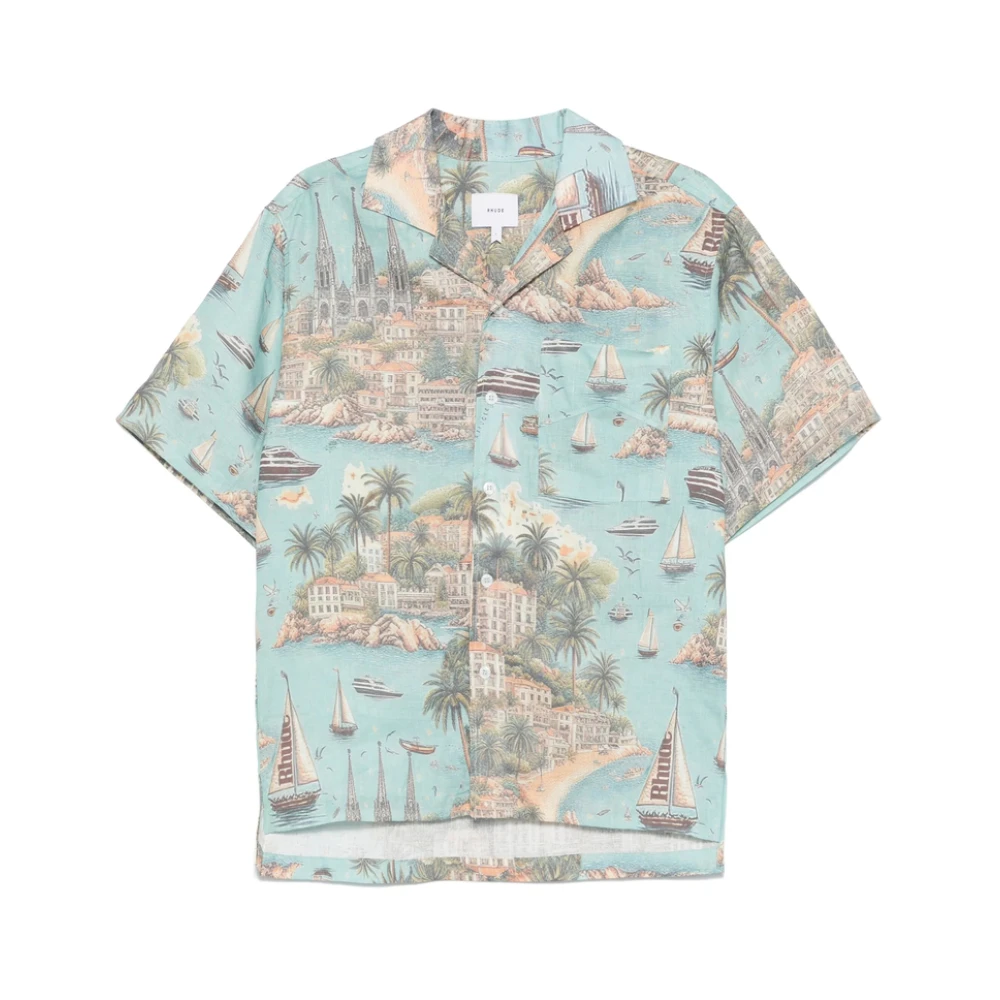 Rhude Lichtblauw Grafisch Print Overhemd Multicolor Heren