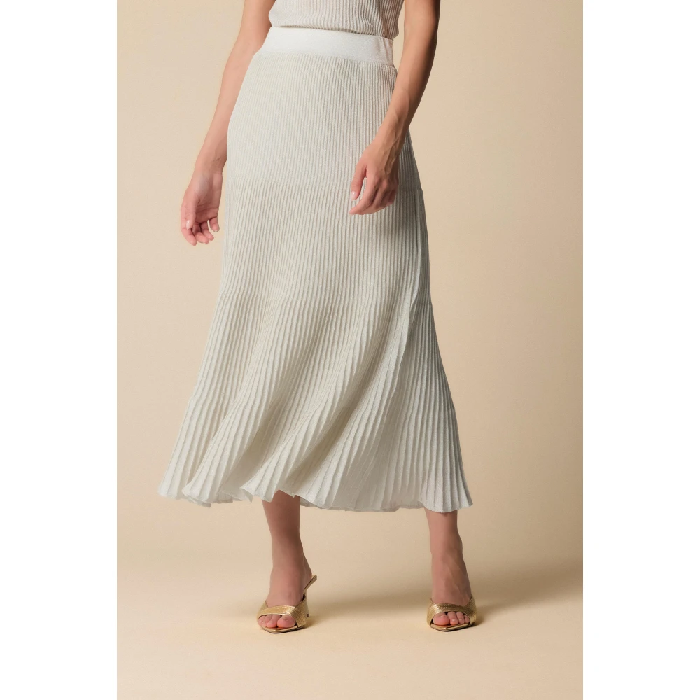 Kocca Geplooide Gebreide Maxi Rok White Dames