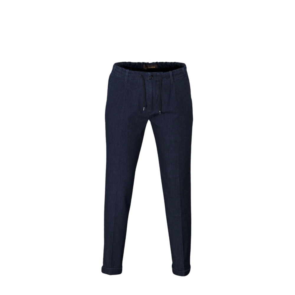 Moorer Men's Blue Slim Fit Jeans, 3XL, Lightweight Japanese Comfort Denim Chino Trousers