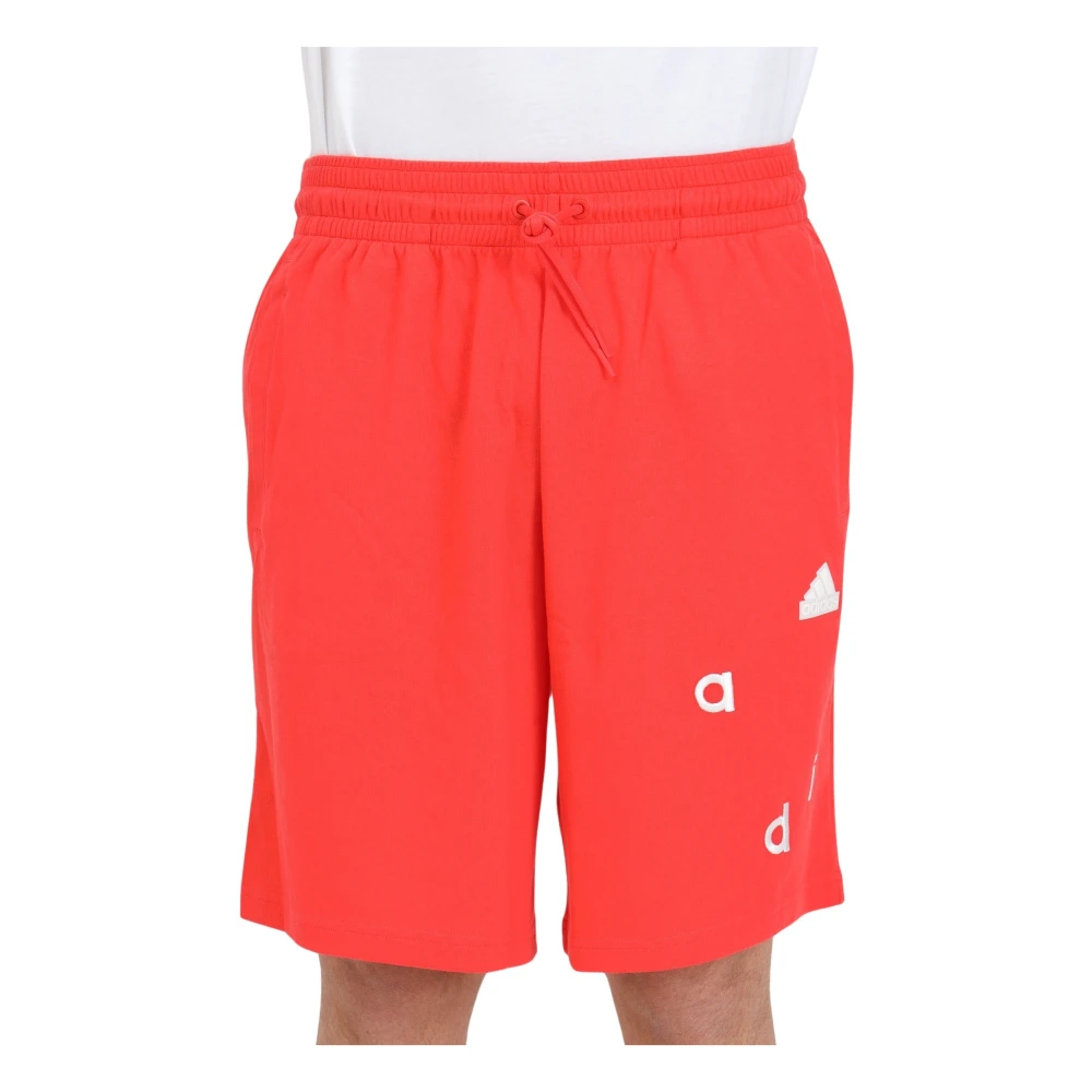 Adidas Performance Rode Shorts met Logo Patch en Lettering Red Heren