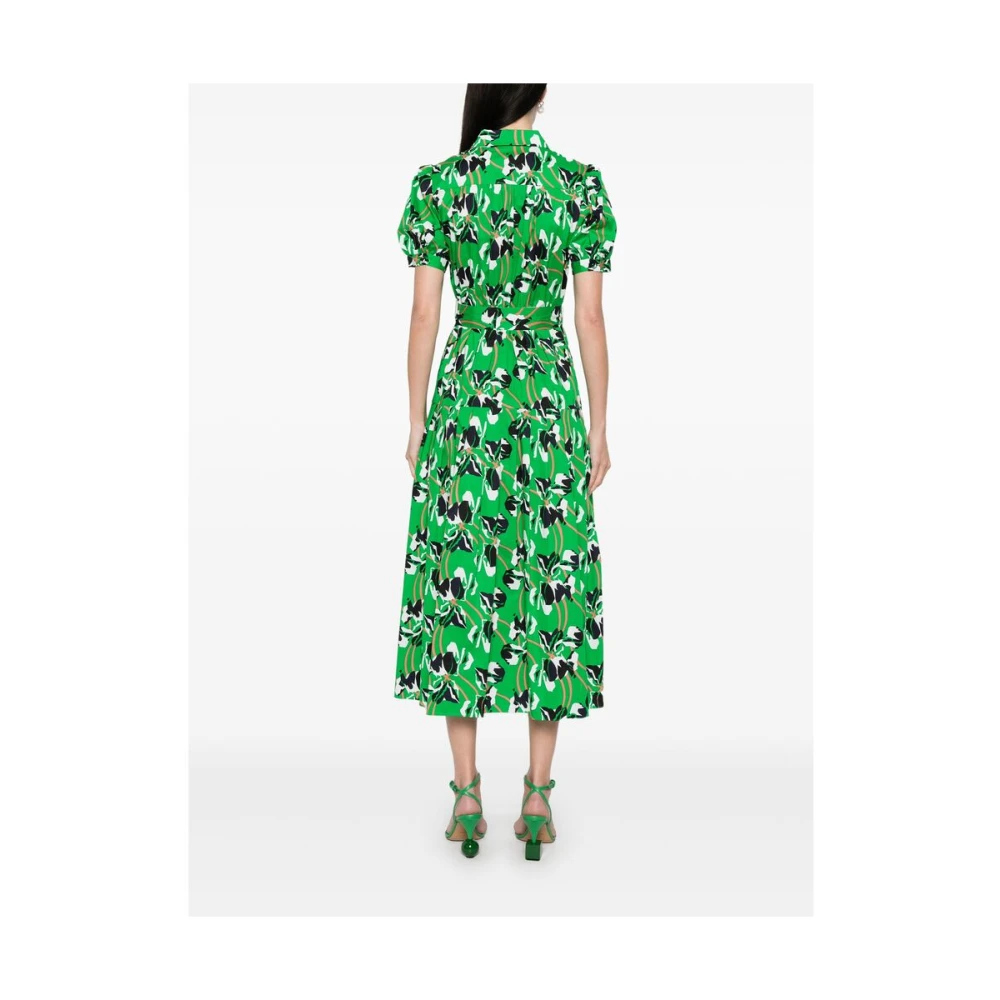 Diane Von Furstenberg Groene Gerimpelde Jurk met Knoopsluiting Green Dames