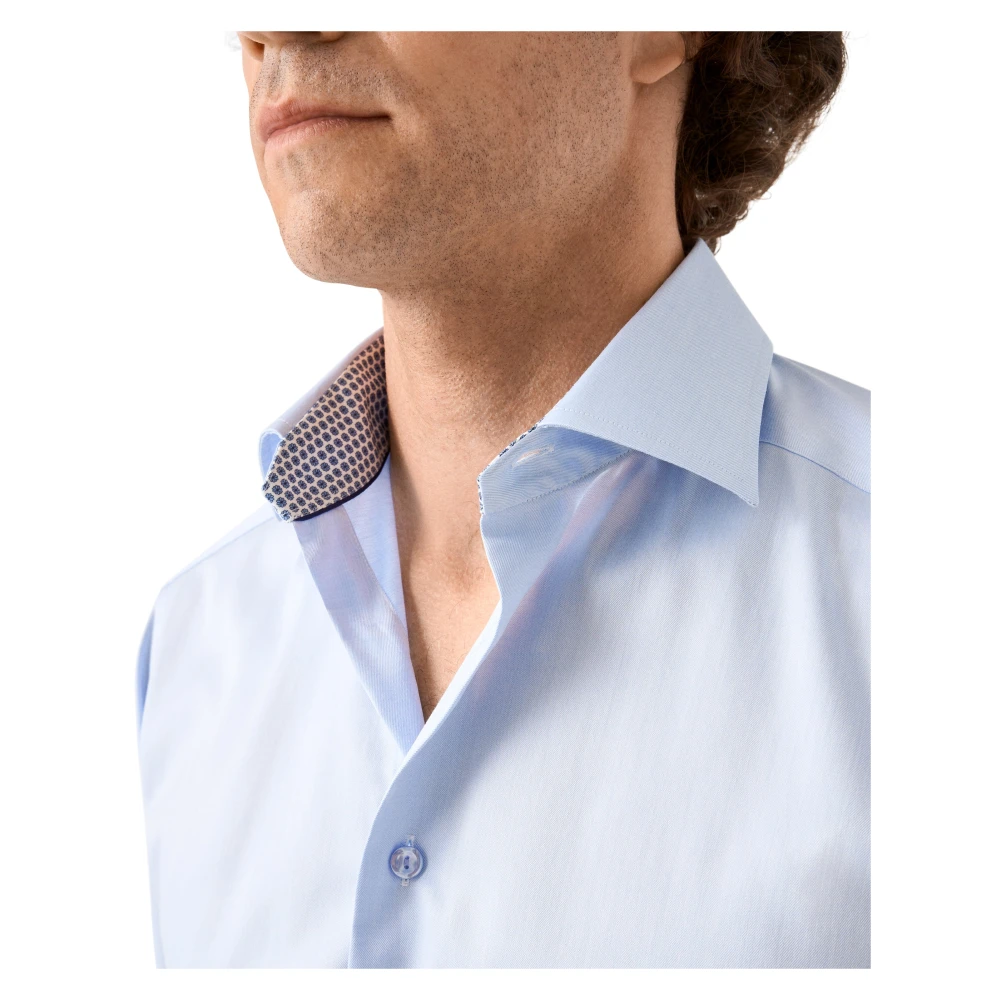 Eton Lichtblauw Signature Twill Eigentijds Overhemd Blue Heren
