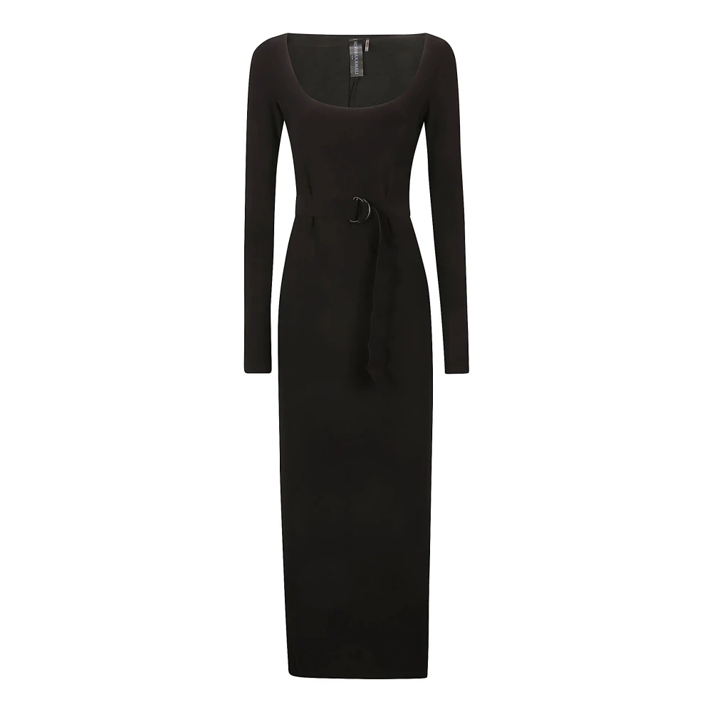Norma Kamali Zwarte Jurk met Zijdelingse Split Black Dames