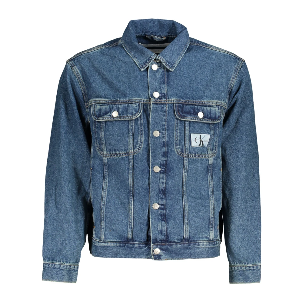 Calvin Klein Blauwe Denim Jack met Logo Applicatie Blue Heren