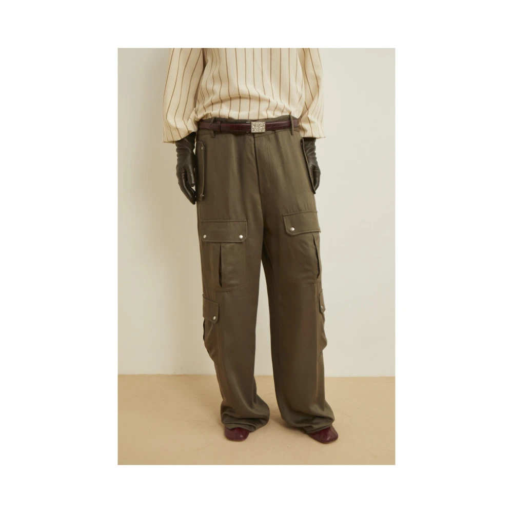 Laurence Bras Cargo Broek Olijfgroen Multipocket Brown Dames