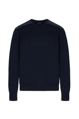 Navy Stickad Ulltröja