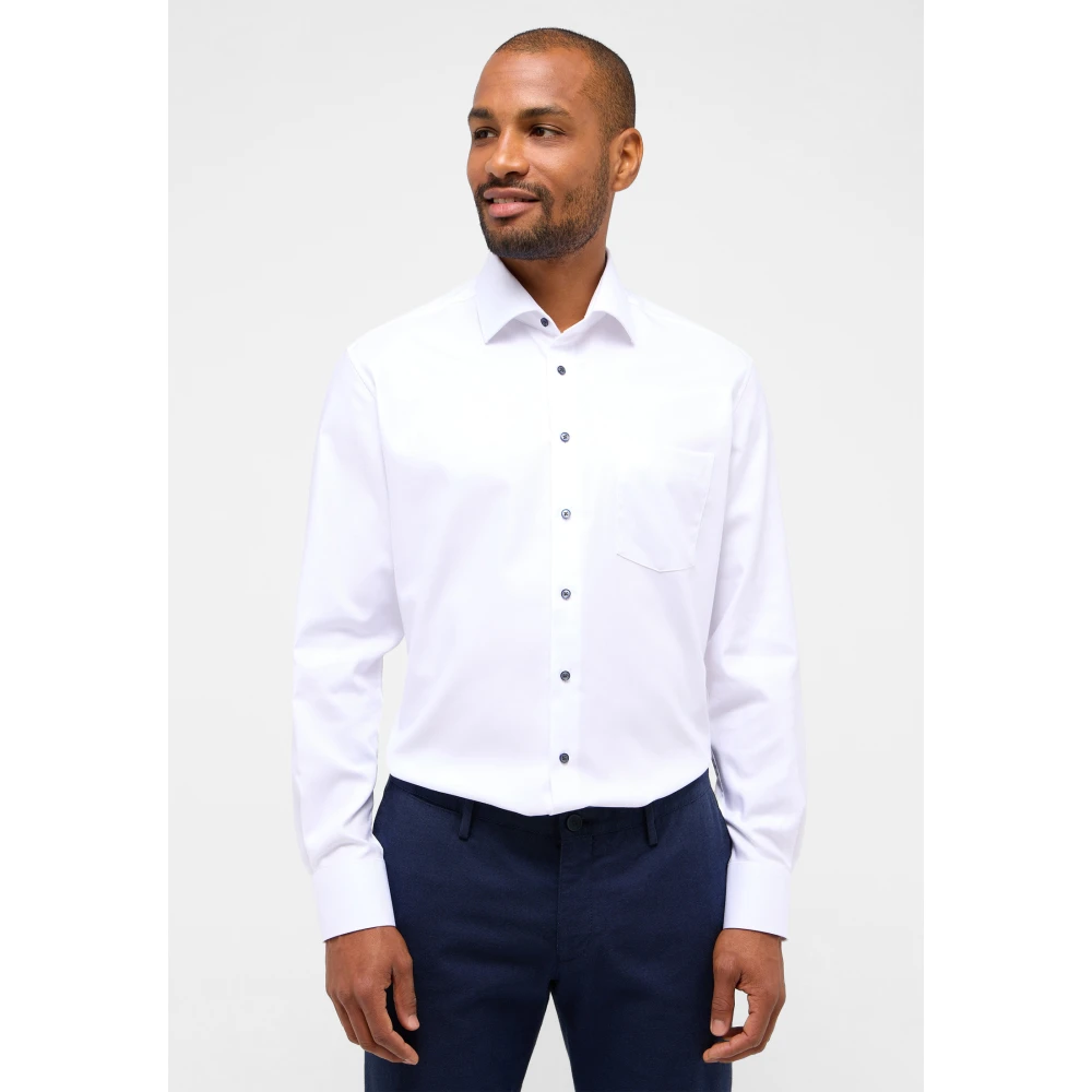 Eterna Gestructureerd Twill Overhemd White Heren