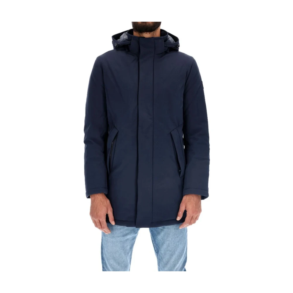 RefrigiWear Blauwe Gewatteerde Parka met Afneembare Capuchon Blue Heren