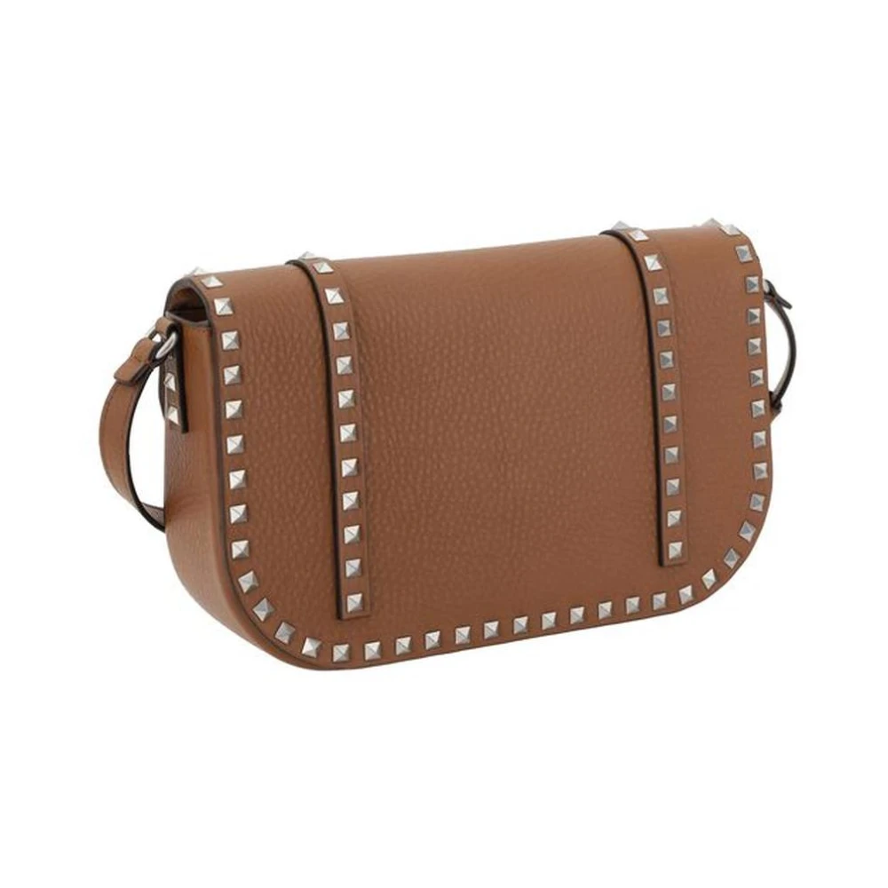 Valentino Garavani Gestudeerde Leren Messenger Tas Brown Heren