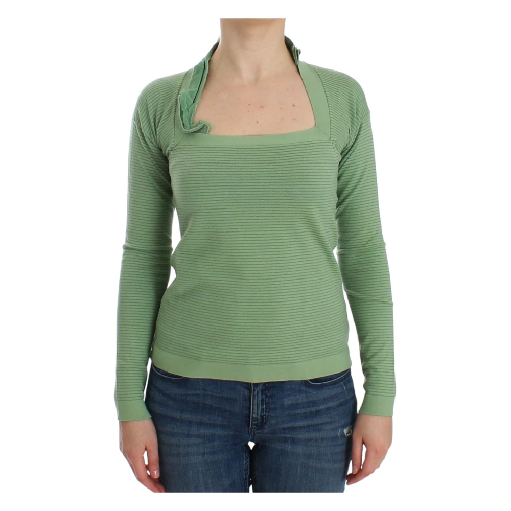 Ermanno Scervino Women's Green Luxury Striped Wool Blend Sweater