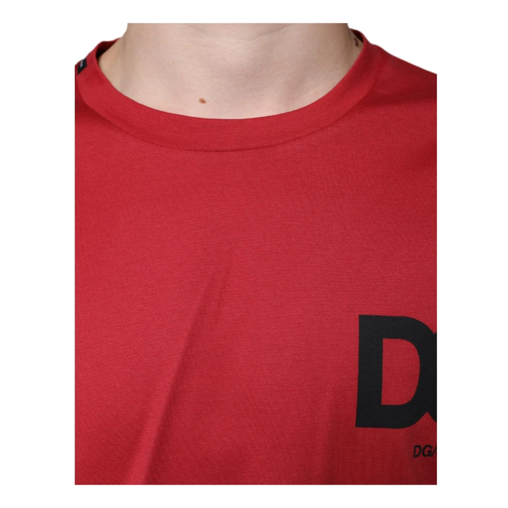 Dolce & Gabbana Rood Logo Print Katoenen T-shirt Red Heren