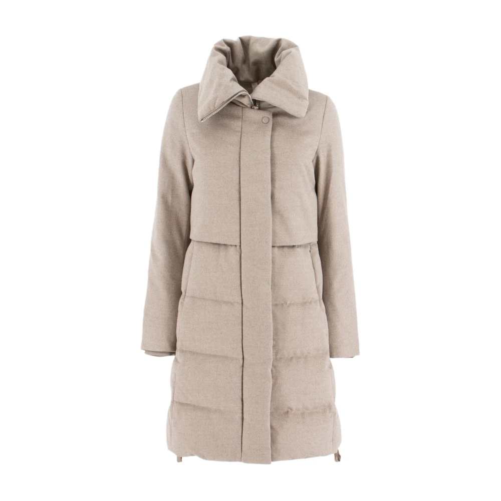 Duno Beige Modern Ullblandad Jacka Med Dolda Dragkedjor