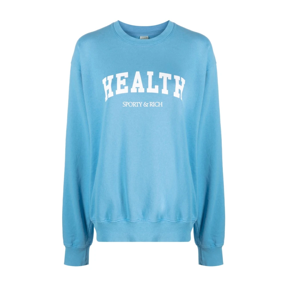 Sporty & Rich Clear Blue Health Ivy Katoenen Sweatshirt Blue Dames
