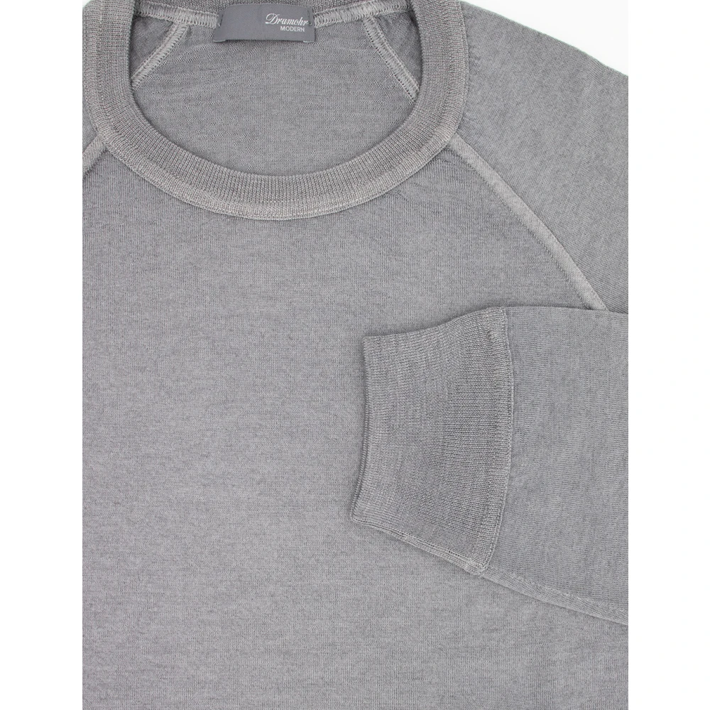 Drumohr Puur wol Raglanmouw Sweater Gray Heren