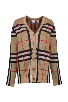 checkered-cardigan-v-neck-vintage-print