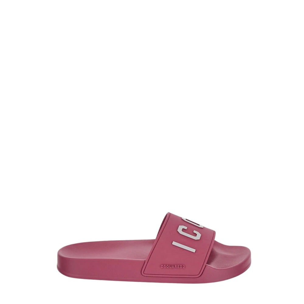 Dsquared2 Icon Slides in Fuchsia Rubber Pink Dames
