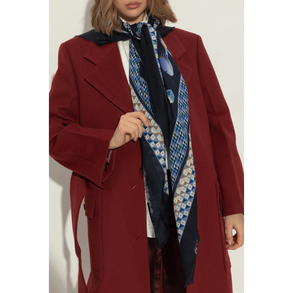 Salvatore Ferragamo Kasjmier sjaal met print Blue Dames
