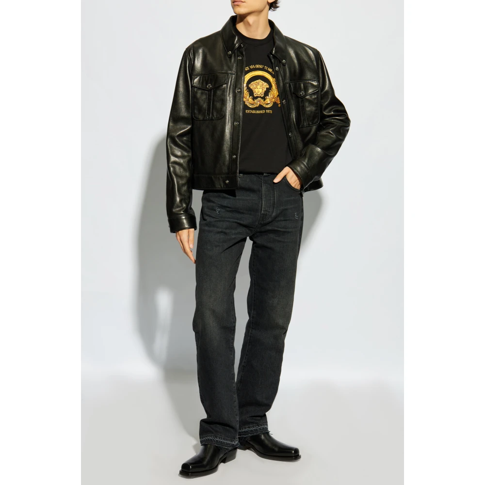 Versace T-shirt met Medusas hoofd Black Heren