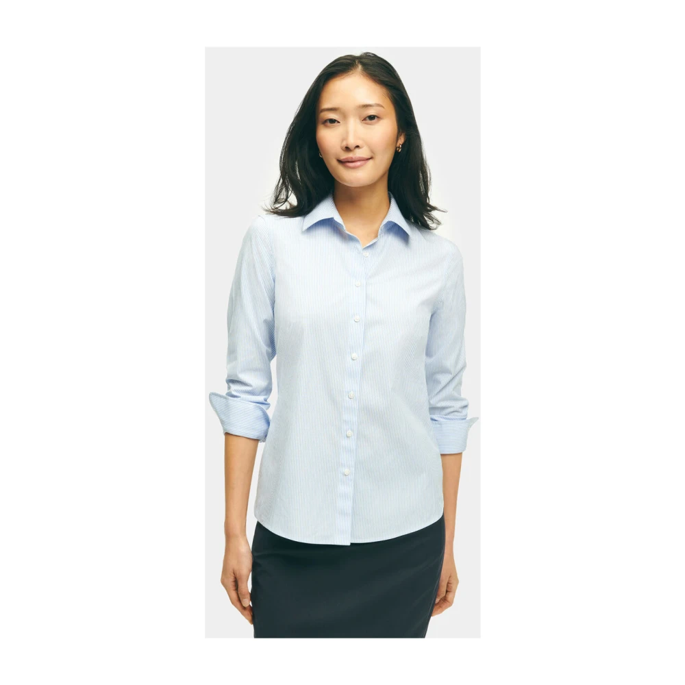 Brooks Brothers Aansluitend Supima Stretch Katoenen Overhemd Blue Dames