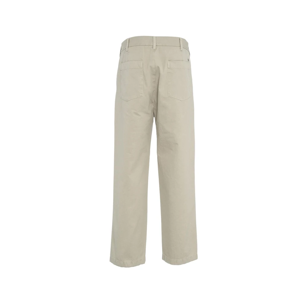 closed Beige Wijde Pijp Katoenen Broek Beige Heren