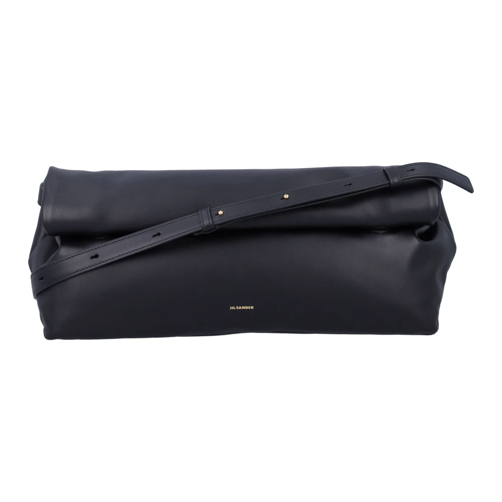 Jil Sander Zwarte leren Rollup Medium Schoudertas Black Dames
