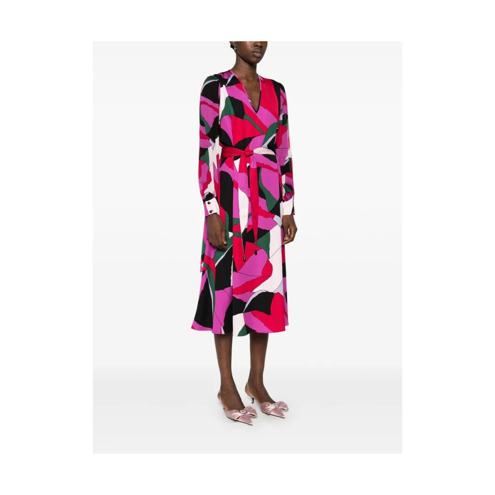 Diane Von Furstenberg Abstract Patroon V-Hals Jurk Multicolor Dames