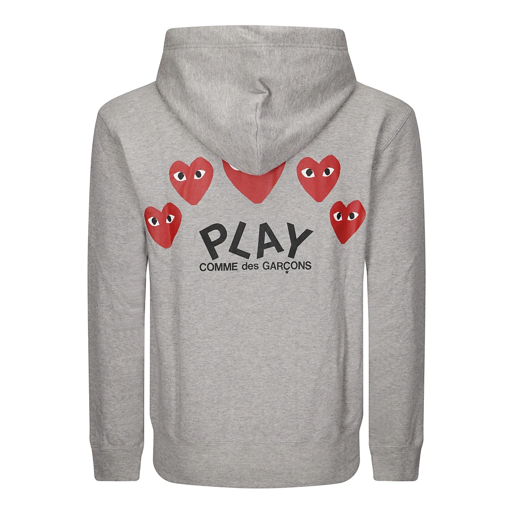 Comme des Garçons Play Grijze Zip Hoodie met Hartenprint Gray Heren