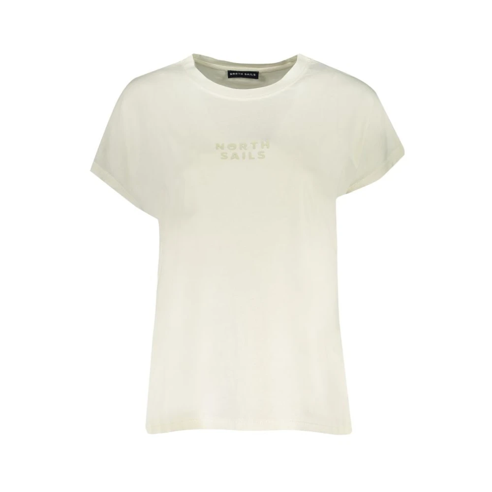 North Sails Women's Beige Printed Cotton T-Shirt With Wide Neckline