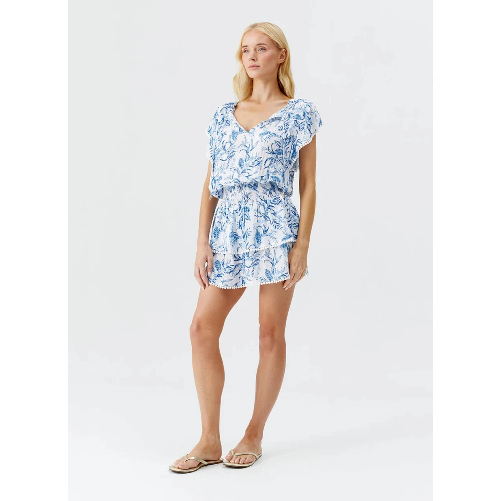 Melissa Odabash Blauw Blad Gelaagde Jurk Blue Dames