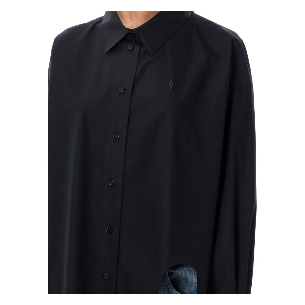 The Attico Zwarte Diana Shirt Katoen Oversized Fit Black Dames