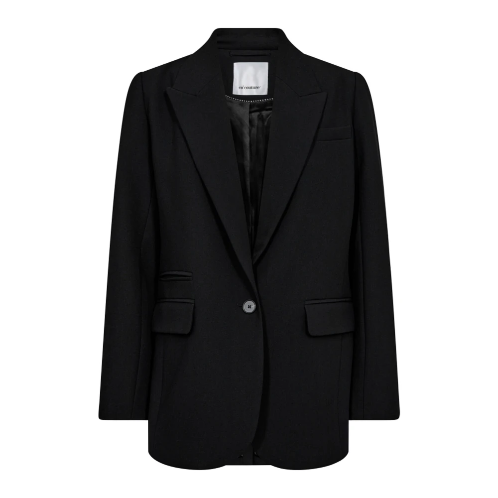Co'couture Black Blazers, Female, Xl, Ring Single Blazer With V-Neck