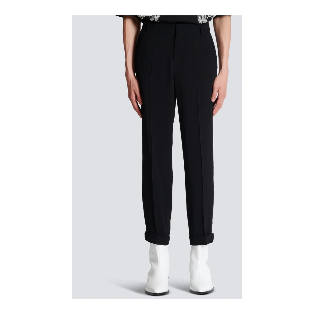 Balmain Crepe- en strassbroek Black Heren